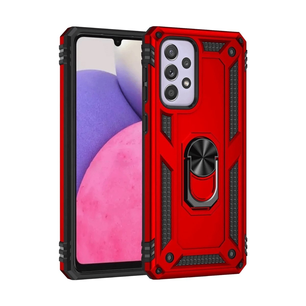 Protectores para celular  para Samsung  A23 Funda reforzada con anillo v2 Rojo